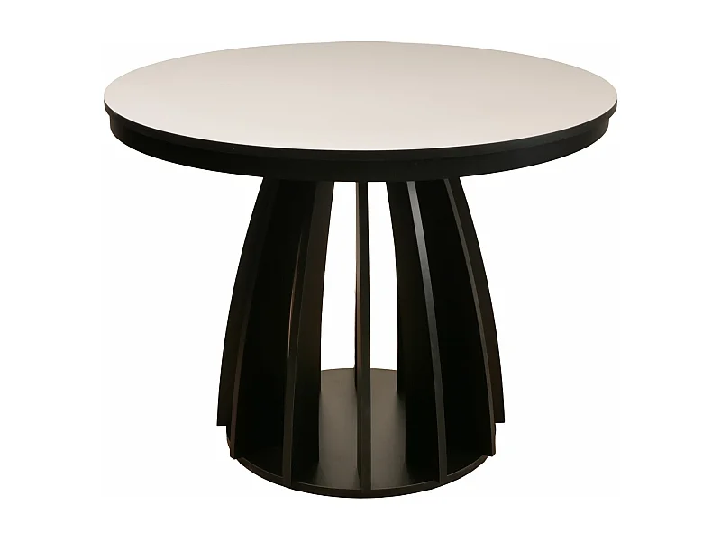 Table à manger extensible – Greige avec structure noire – 100x140x100 cm – DICIFFY