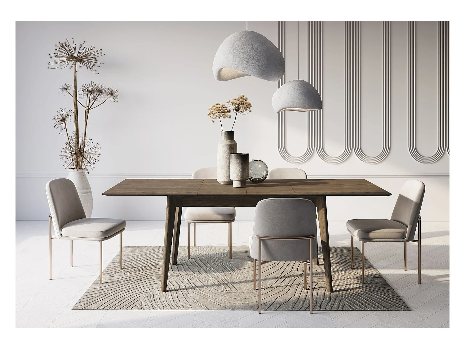 Ausziehtisch - Dunkle Eiche-Optik - 145–220 x 85 cm - PLOT