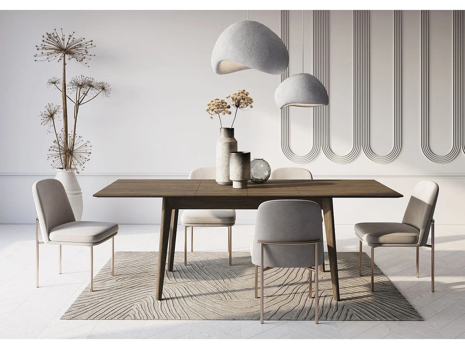 Table à manger extensible – Chêne foncé – 145x220x85 cm – PLOT
