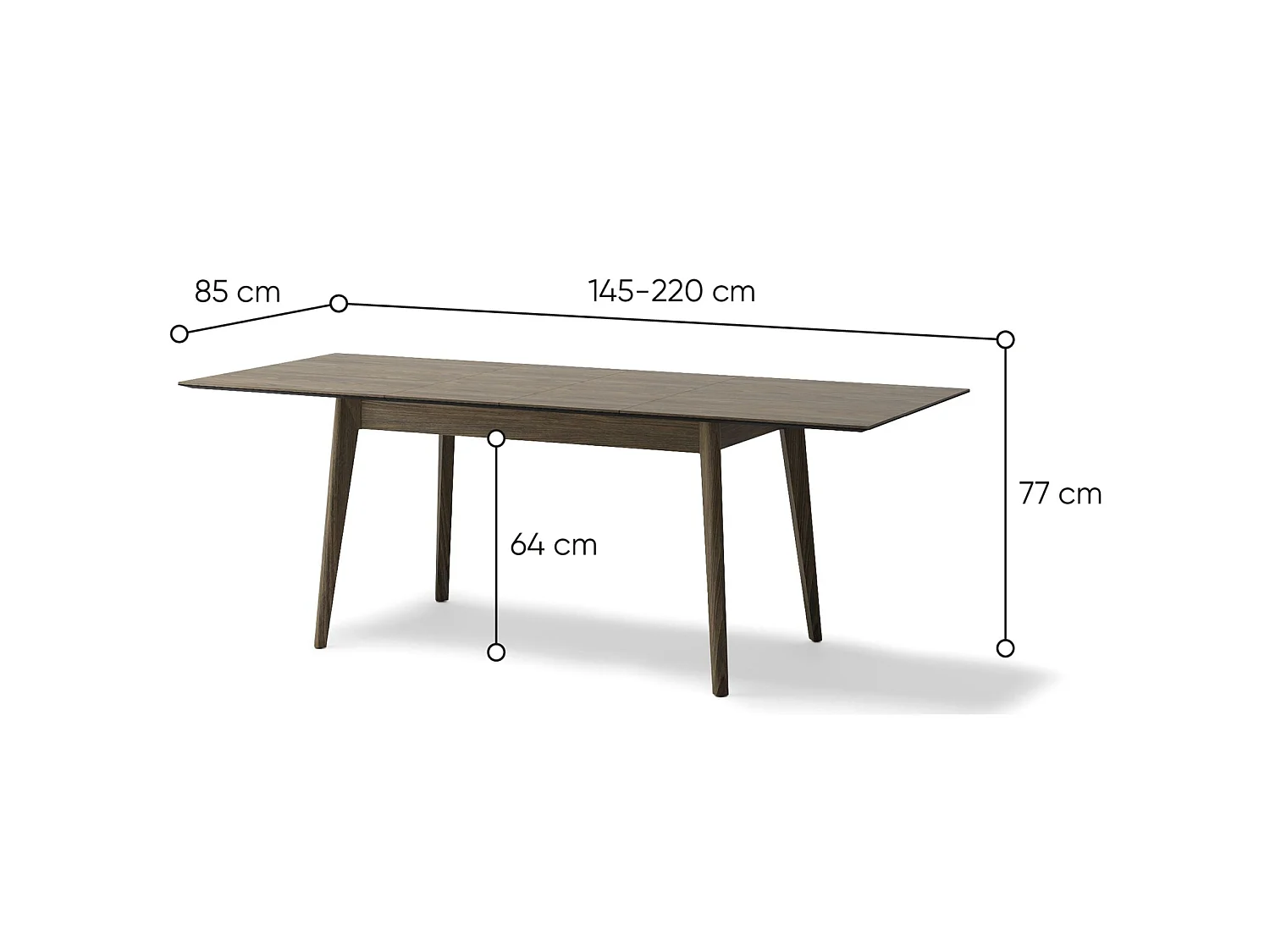 Table à manger extensible – Chêne foncé – 145x220x85 cm – PLOT