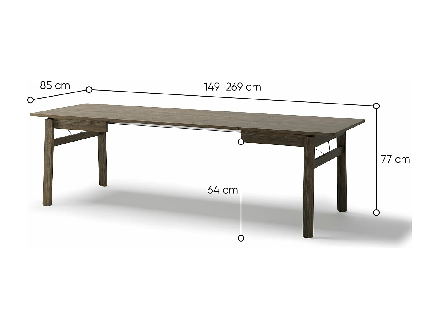 Table à manger extensible – Chêne foncé – 149x269x85 cm – PLOT