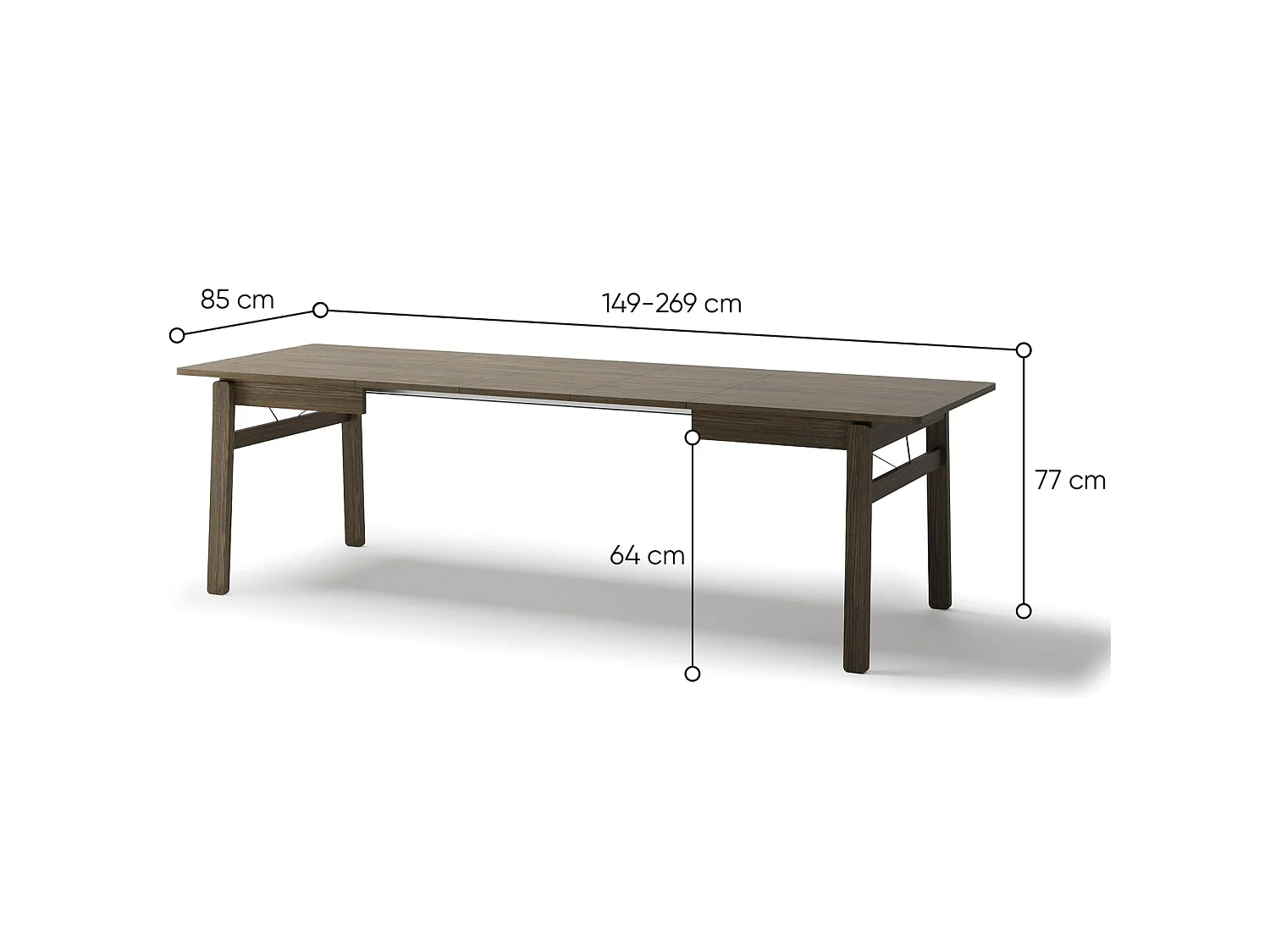 Table à manger extensible – Chêne foncé – 149x269x85 cm – PLOT