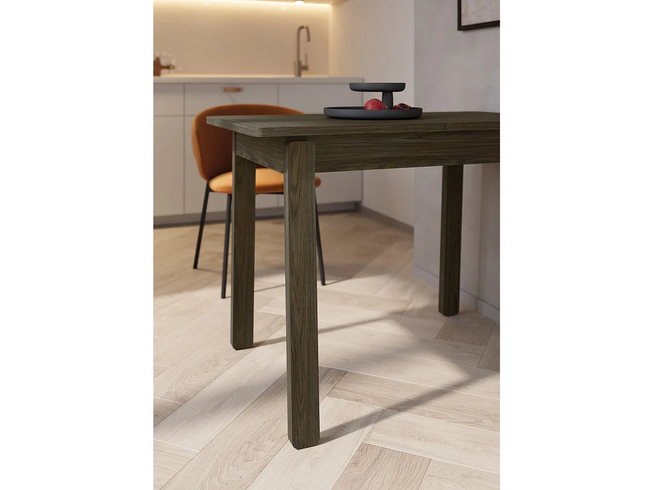 Uitschuifbare eettafel – Donker eiken – 104x224x60 cm – PLOT