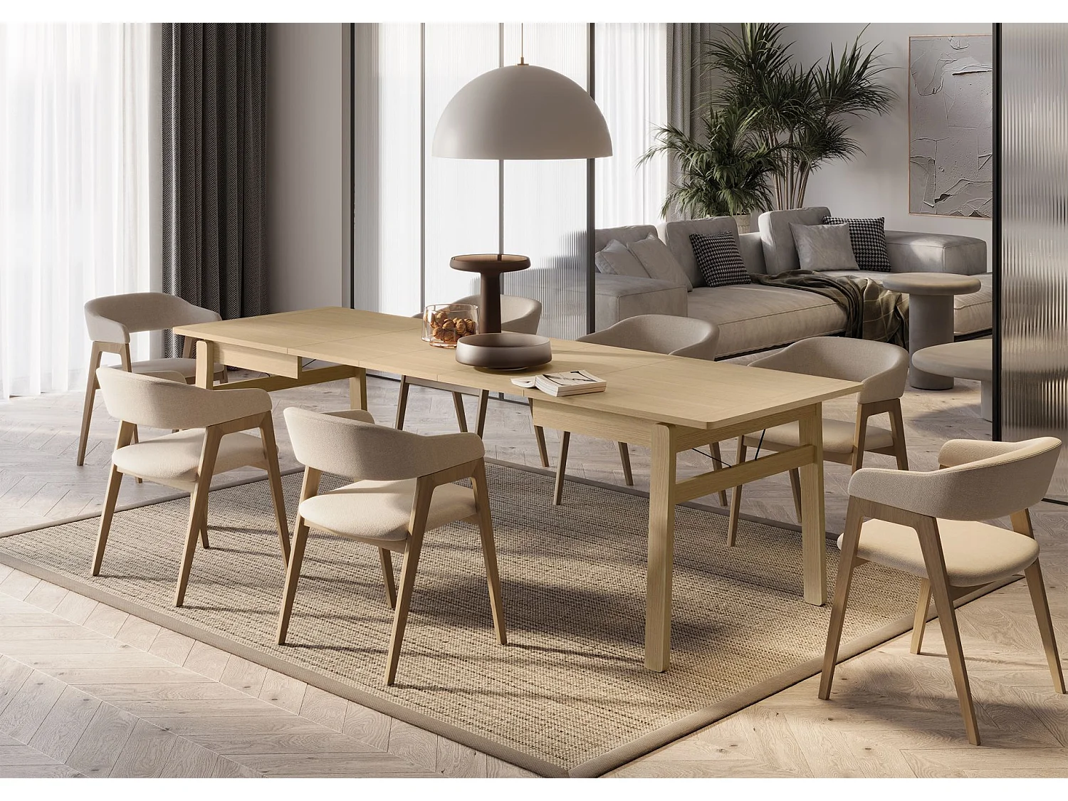 Uitschuifbare eettafel – Licht eiken – 149x269x85 cm – PLOT