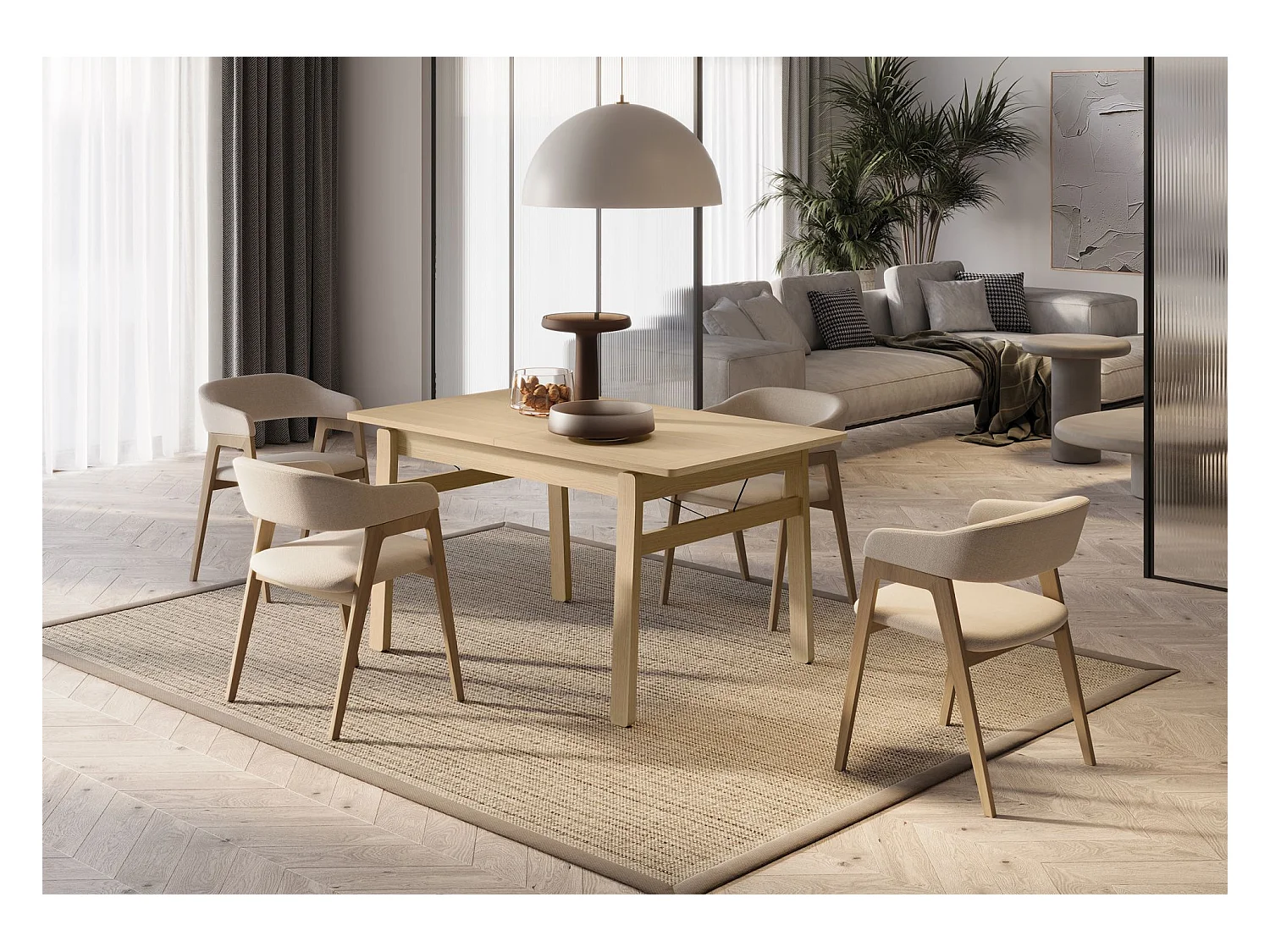 Uitschuifbare eettafel – Licht eiken – 149x269x85 cm – PLOT