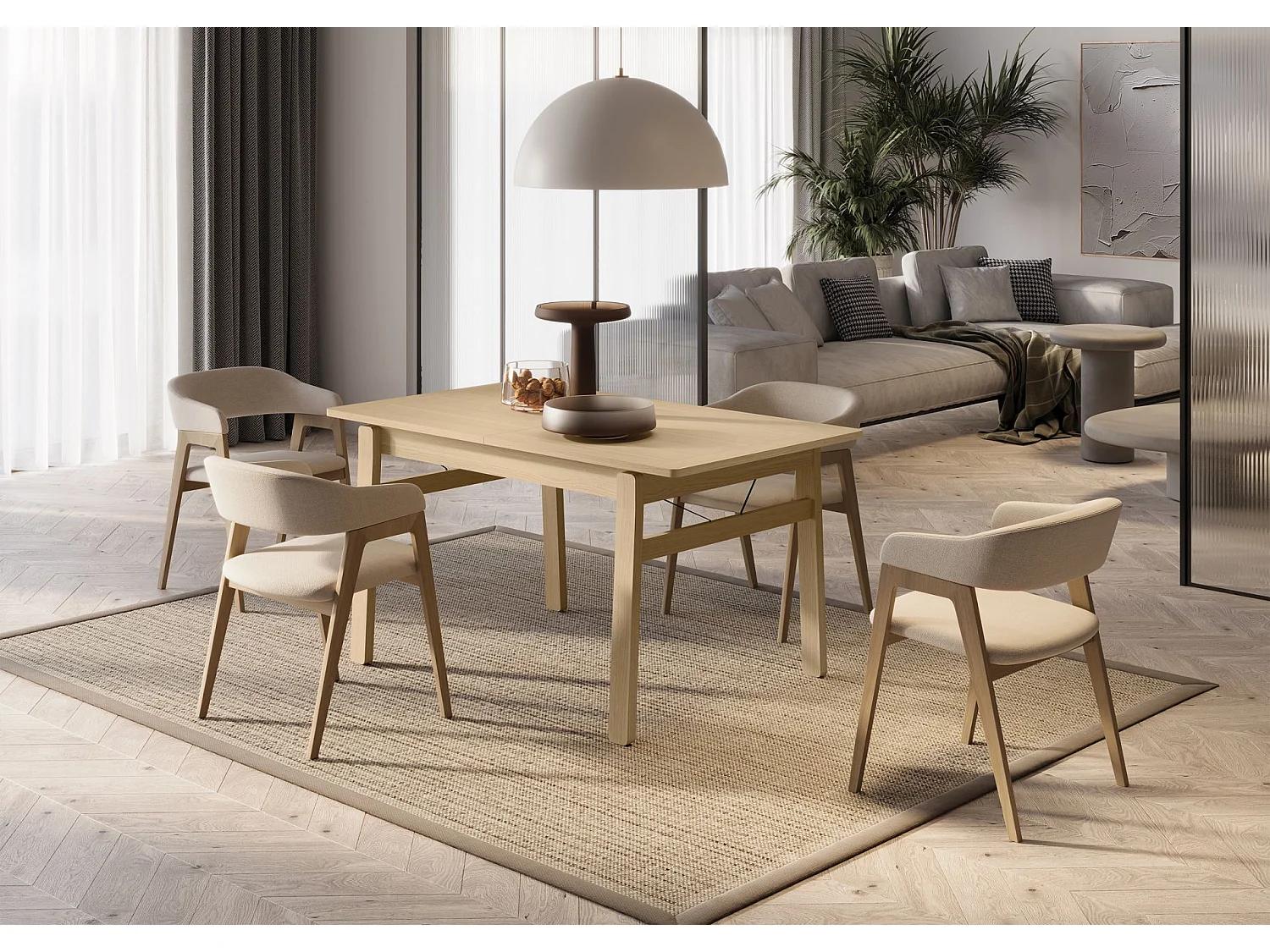 Table à manger extensible – Chêne clair – 149x269x85 cm – PLOT