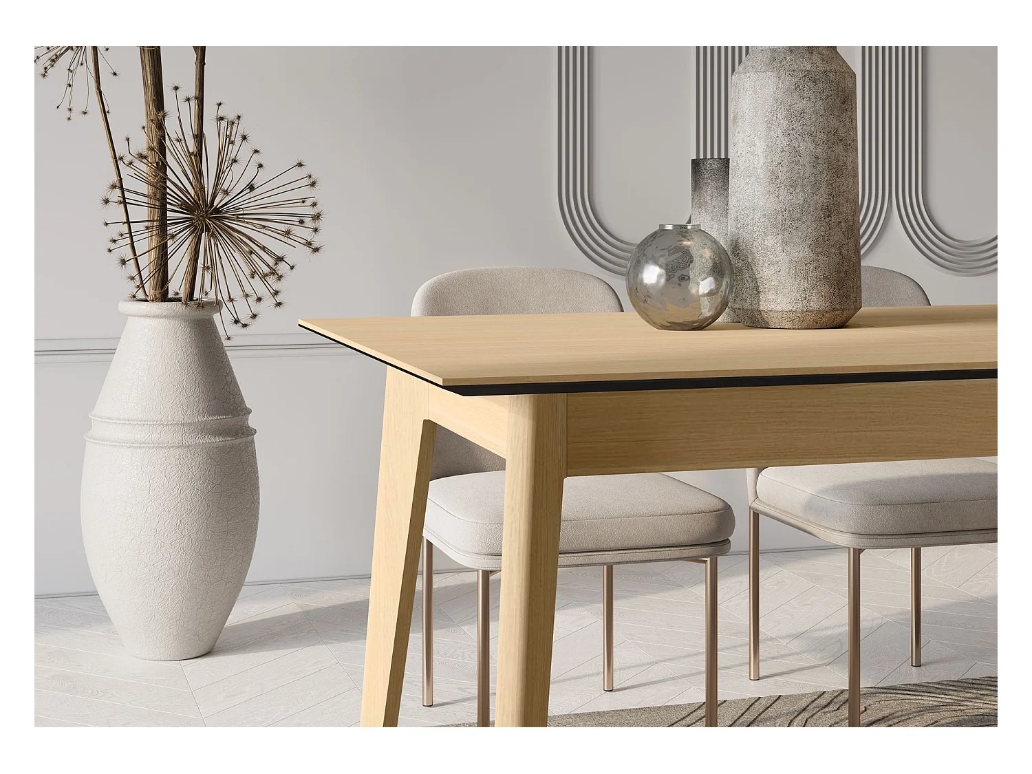 Ausziehtisch - Helle Eiche-Optik - 145–220 x 85 cm - PLOT