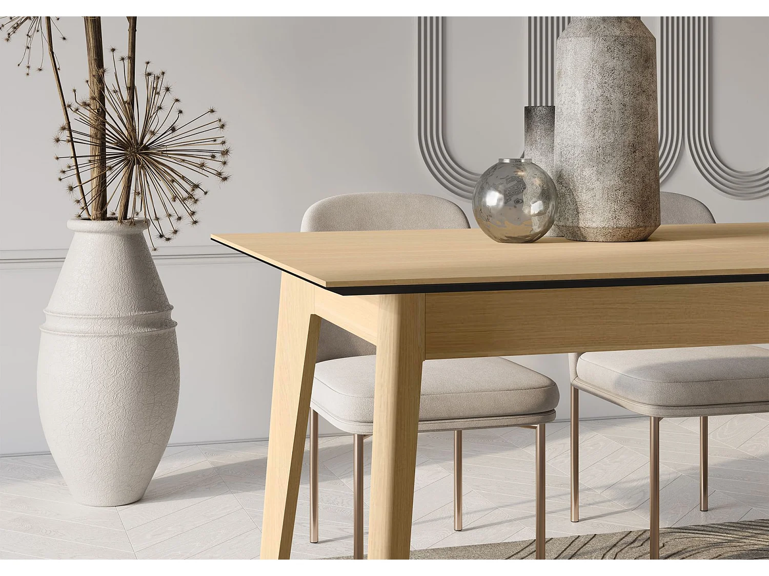 Uitschuifbare eettafel – Licht eiken – 145x220x85 cm – PLOT