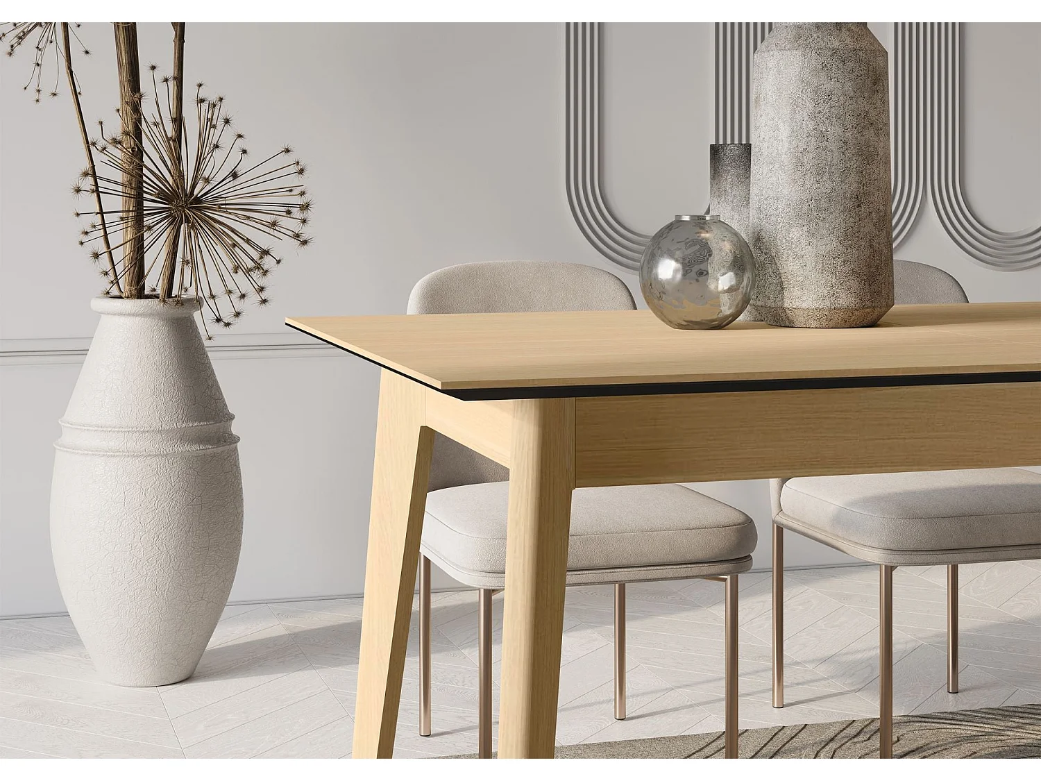 Table à manger extensible – Chêne clair – 145x220x85 cm – PLOT