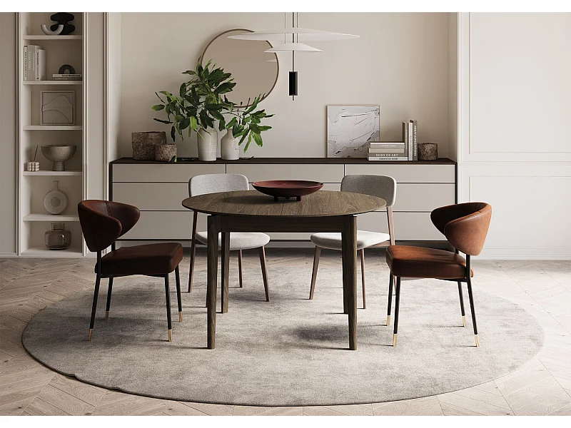 Ausziehtisch - Dunkle Eiche-Optik - 120–240 x 120 cm - PLOT