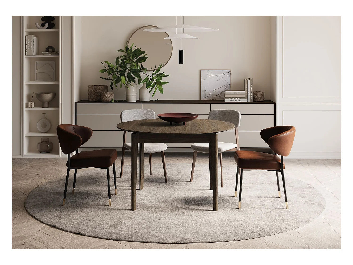 Uitschuifbare eettafel – Donker eiken – 120x240x120 cm – PLOT