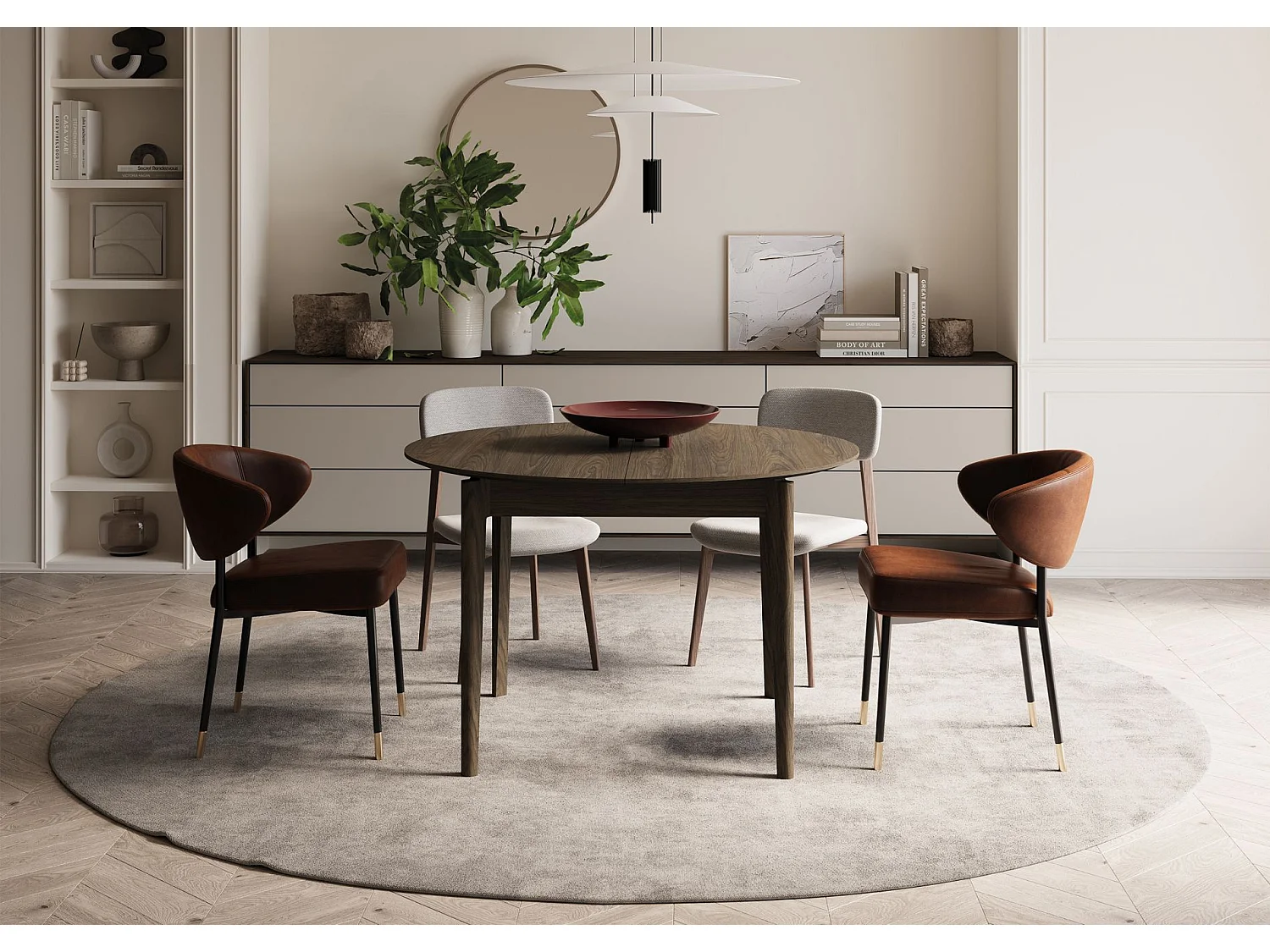 Table à manger extensible – Chêne foncé – 120x240x120 cm – PLOT