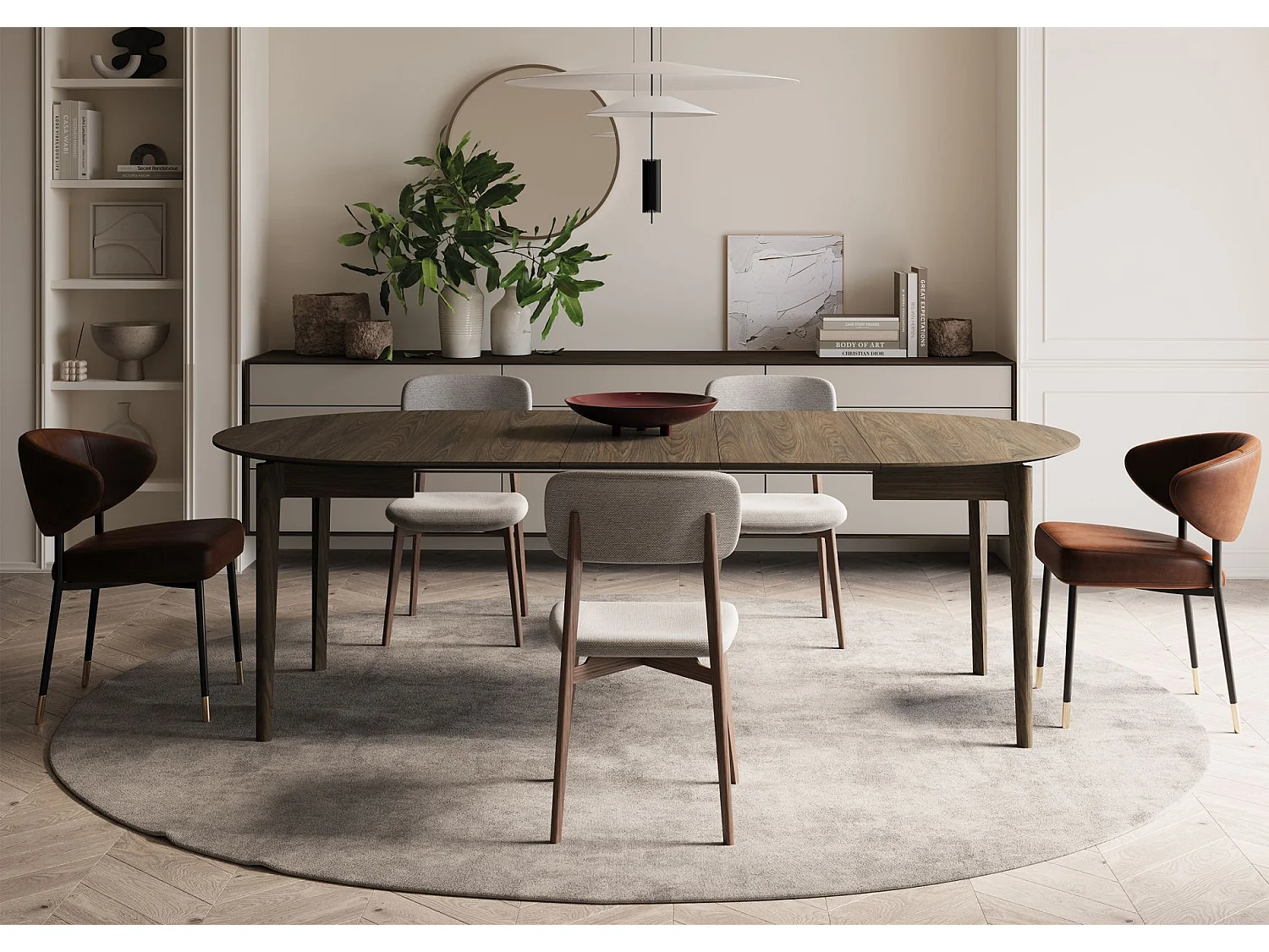 Table à manger extensible – Chêne foncé – 120x240x120 cm – PLOT