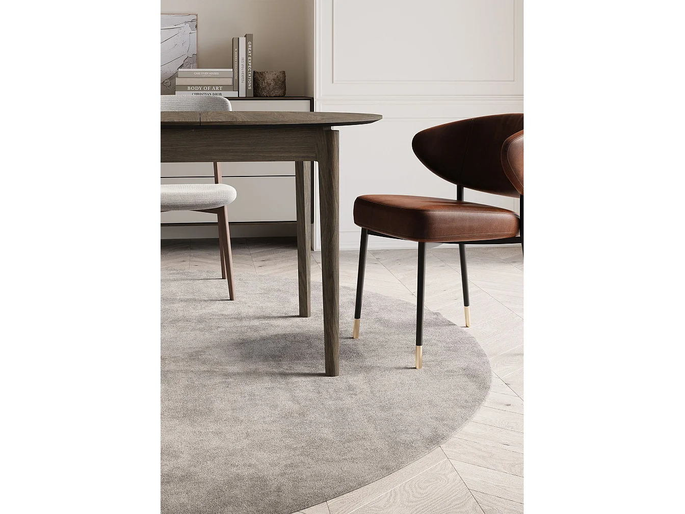 Table à manger extensible – Chêne foncé – 120x240x120 cm – PLOT