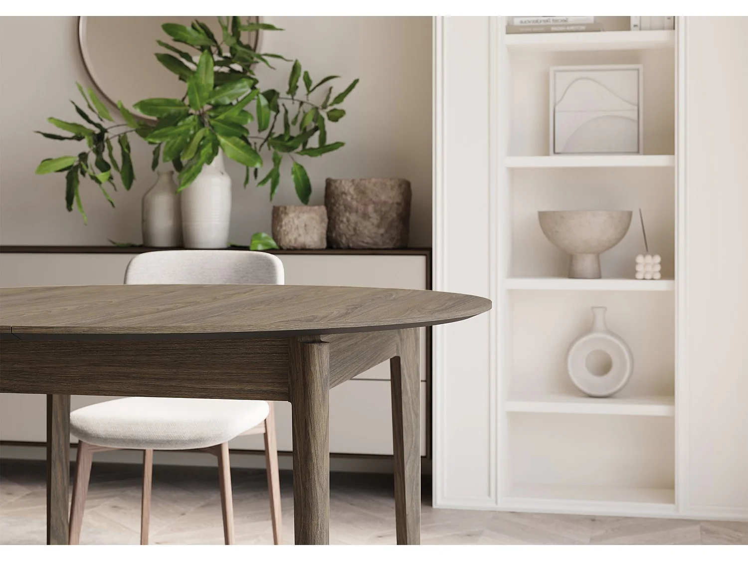 Table à manger extensible – Chêne foncé – 120x240x120 cm – PLOT