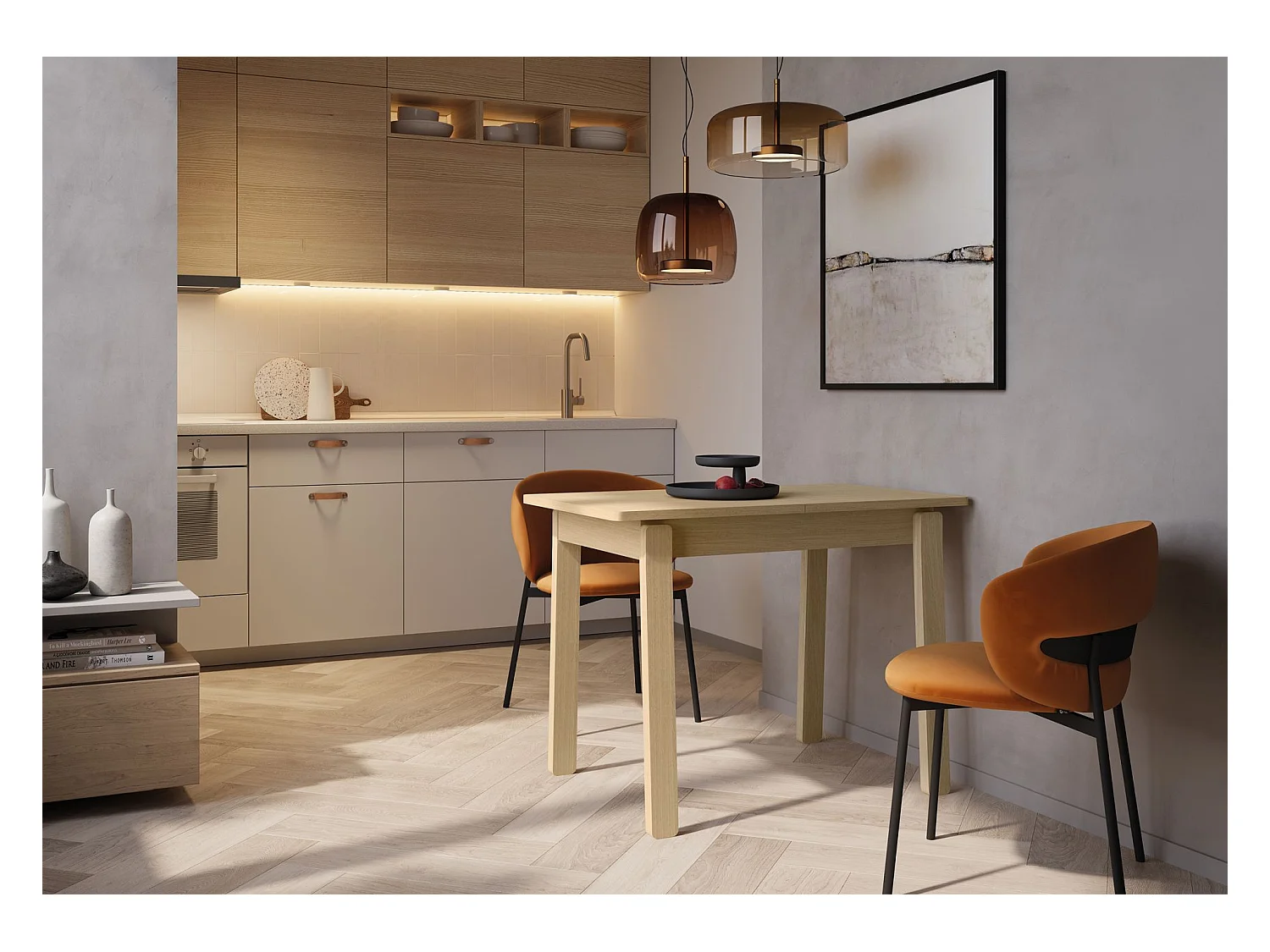 Ausziehtisch - Helle Eiche-Optik - 104–224 x 60 cm - PLOT
