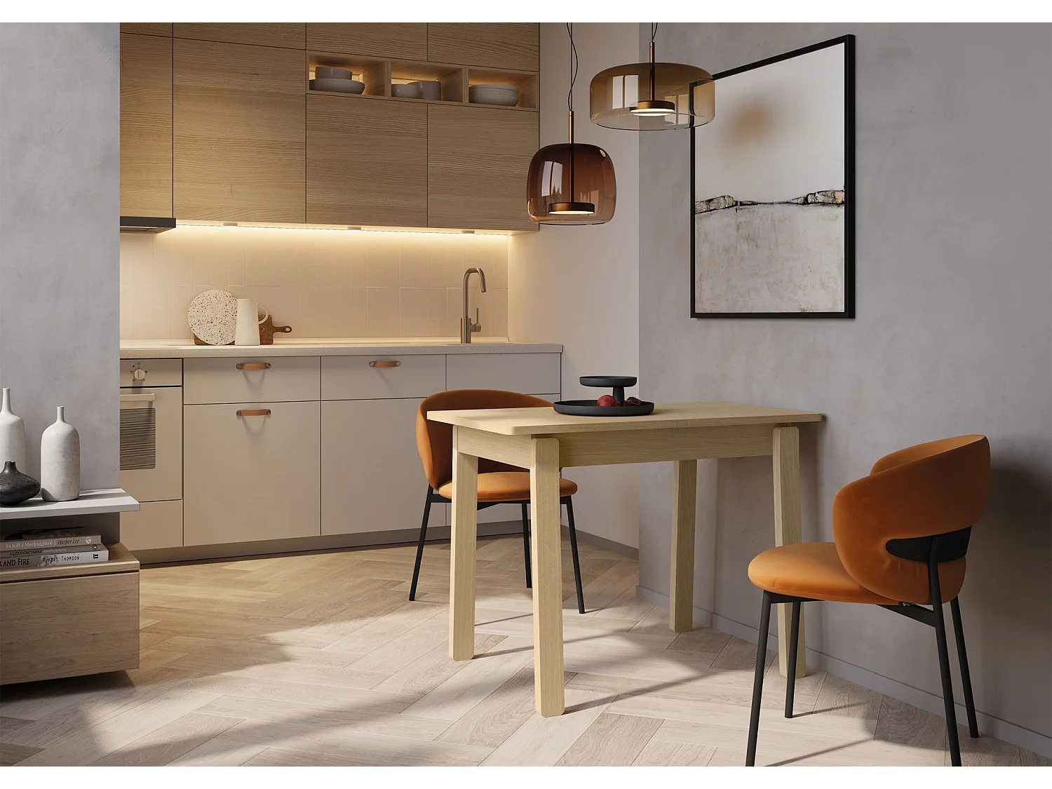 Uitschuifbare eettafel – Licht eiken – 104x224x60 cm – PLOT