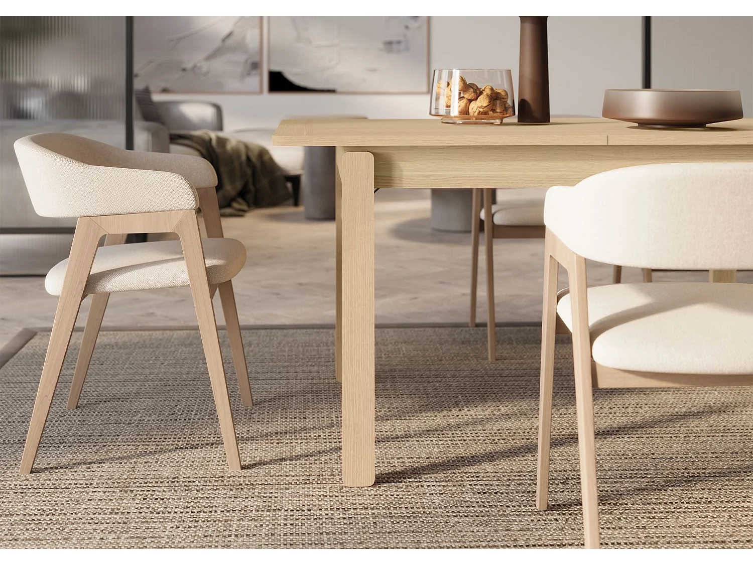 Table à manger extensible – Chêne clair – 104x224x60 cm – PLOT