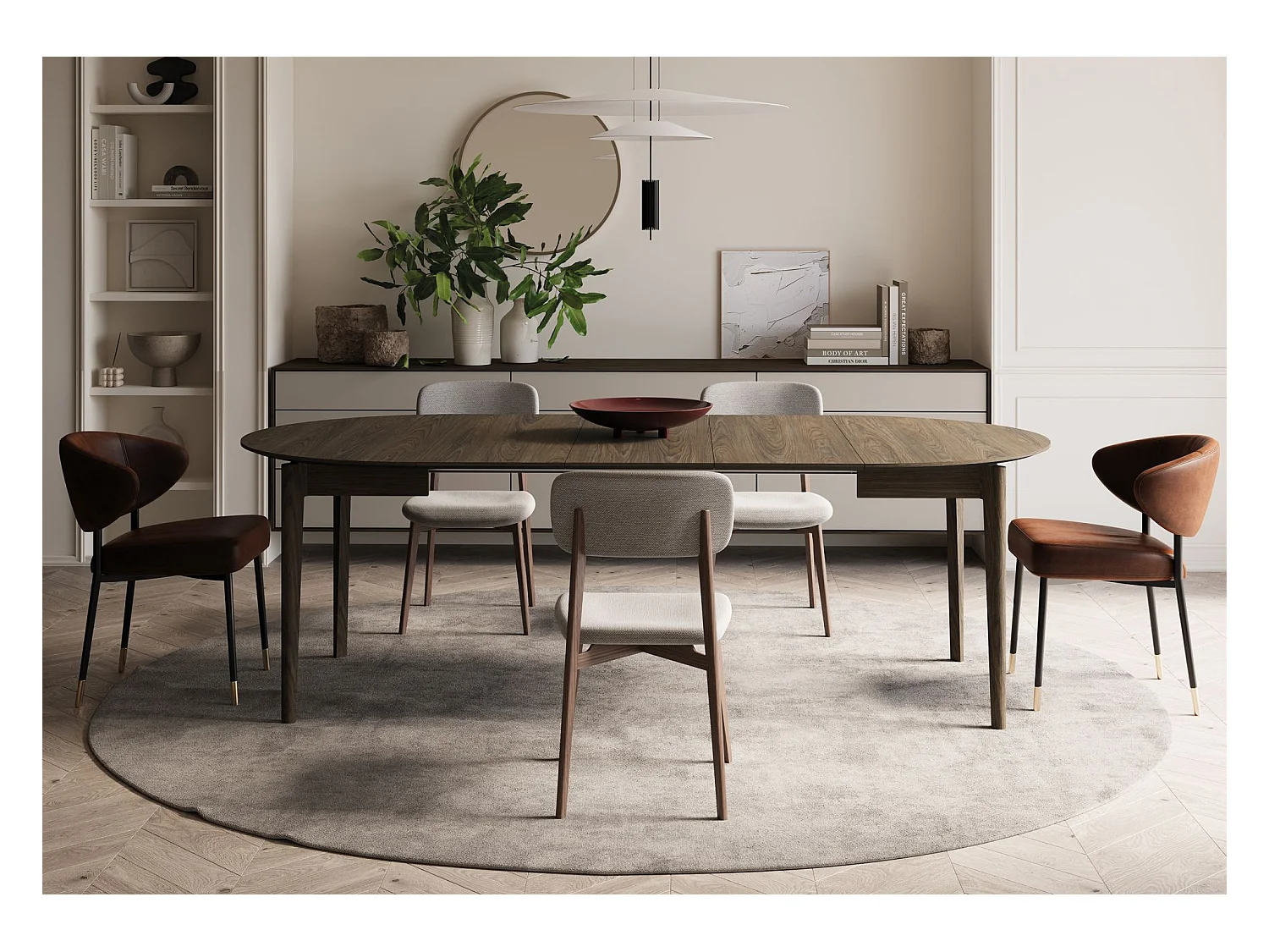 Table à manger extensible – Chêne foncé – 90x210x90 cm – PLOT