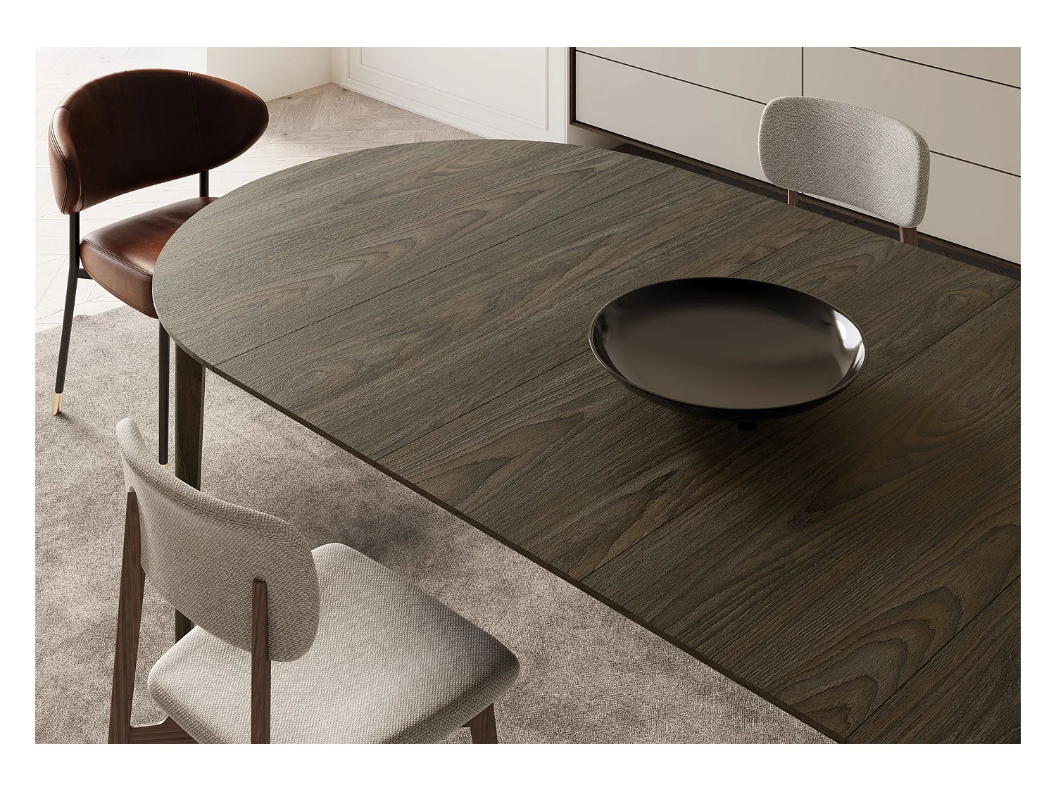 Table à manger extensible – Chêne foncé – 90x210x90 cm – PLOT