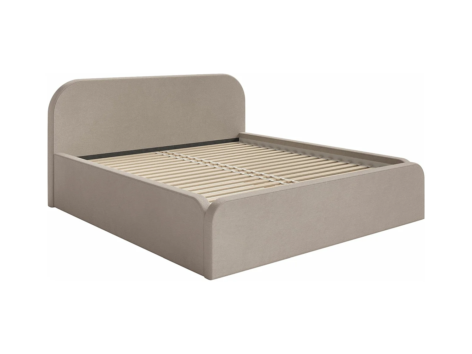 Lit tapissé – 200x200 cm – en velours beige – UMIKE