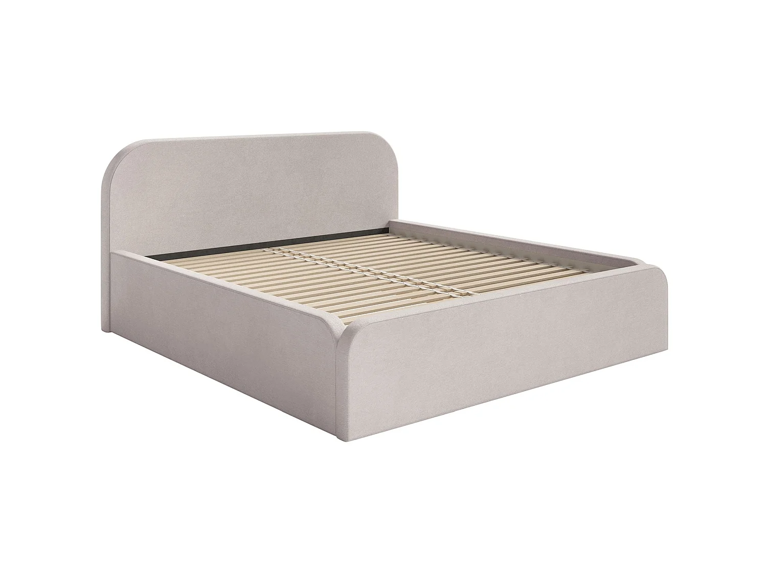 Lit tapissé – 160x200 cm – en velours beige-gris – UMIKE