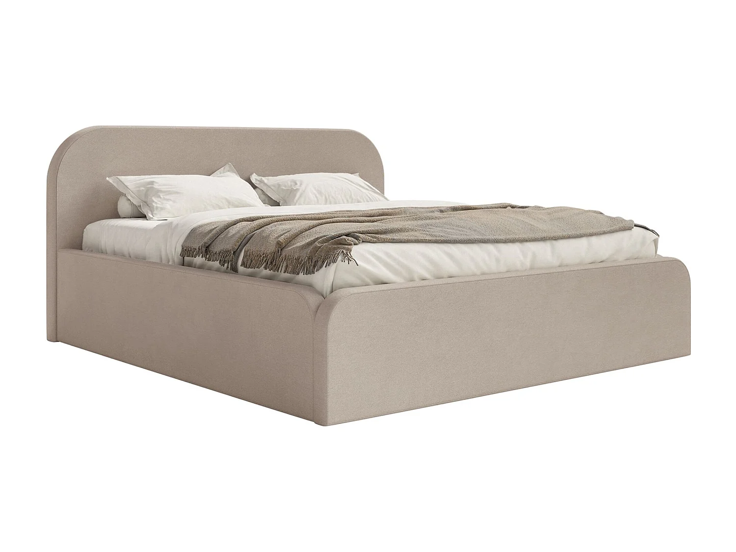 Lit tapissé – 160x200 cm – en velours beige – UMIKE