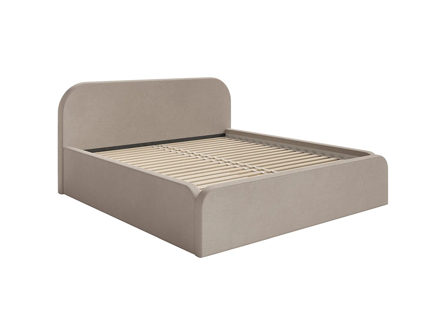 Lit tapissé – 160x200 cm – en velours beige – UMIKE