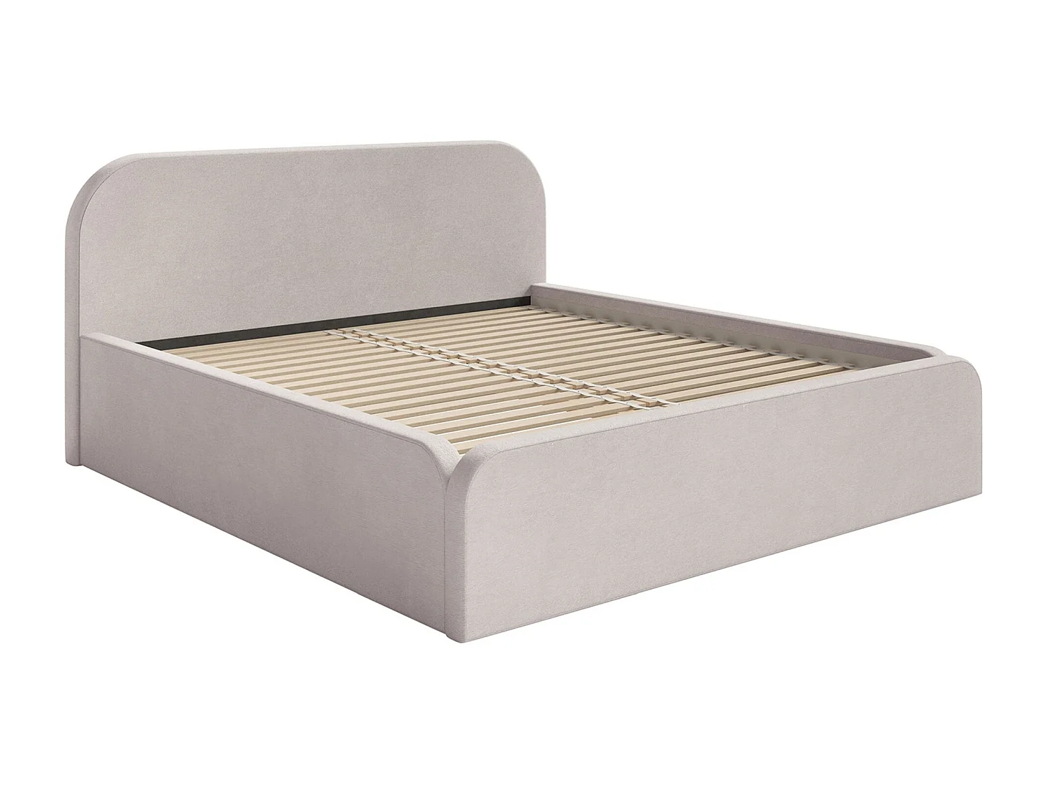 Lit tapissé – 140x200 cm – en velours beige-gris – UMIKE