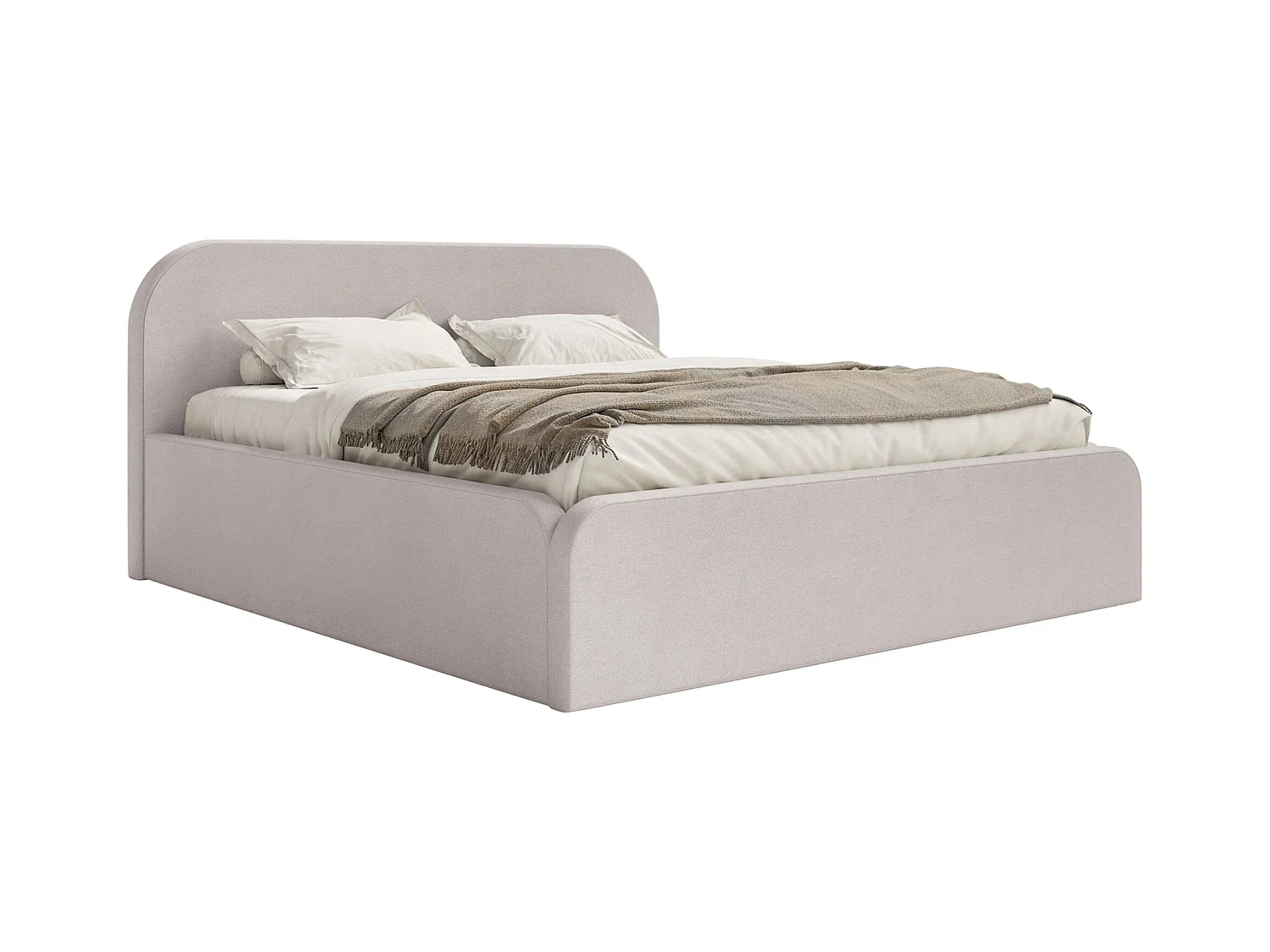 Lit tapissé – 180x200 cm – en velours beige-gris – UMIKE