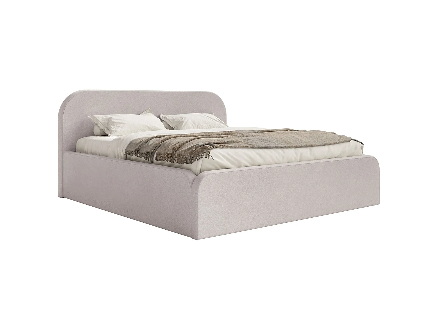 Lit tapissé – 180x200 cm – en velours beige-gris – UMIKE