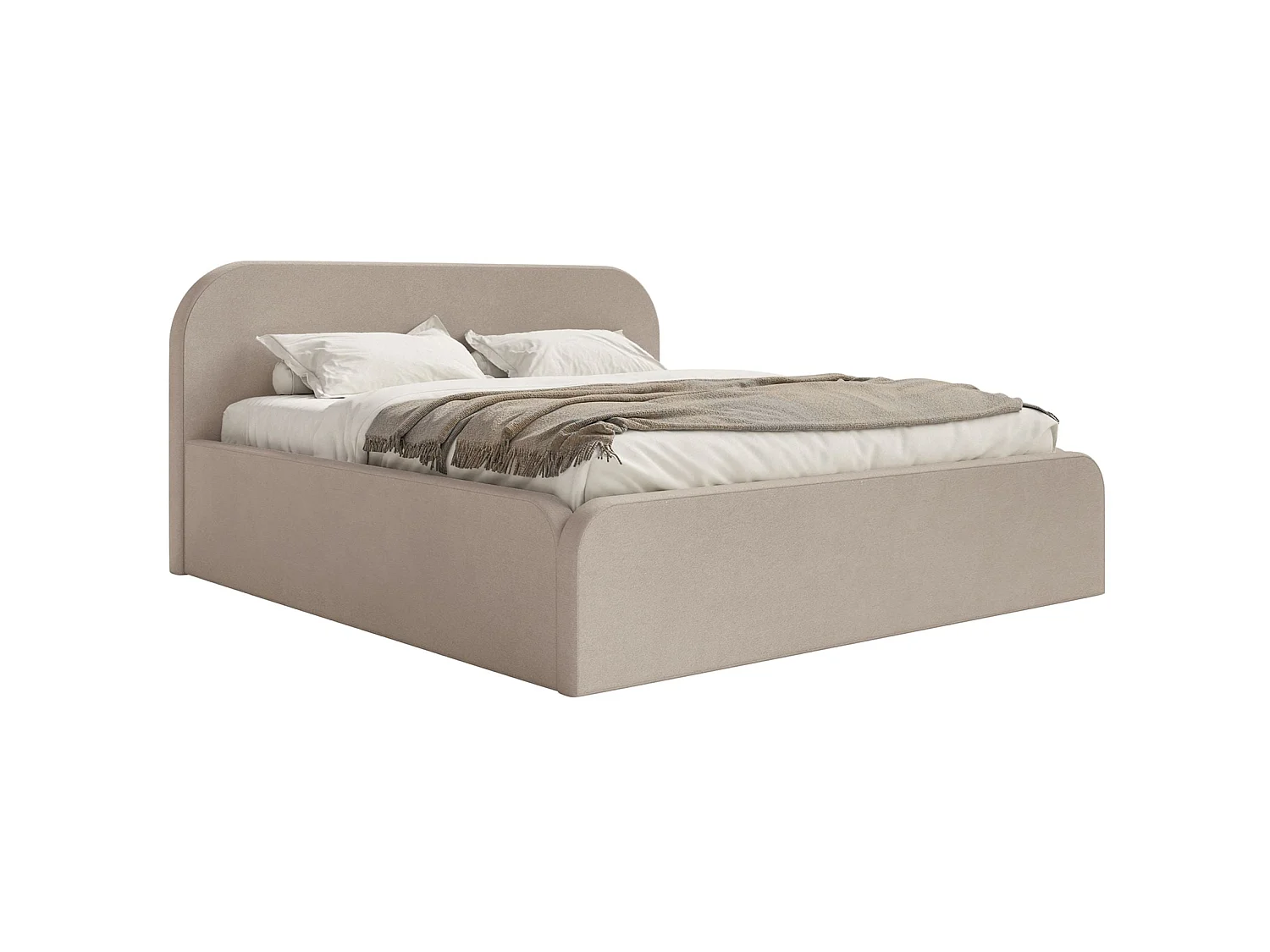 Lit tapissé – 180x200 cm – en velours beige – UMIKE