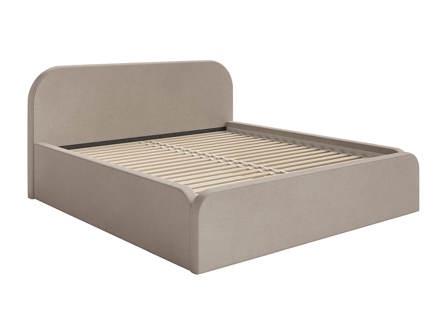 Lit tapissé – 140x200 cm – en velours beige – UMIKE