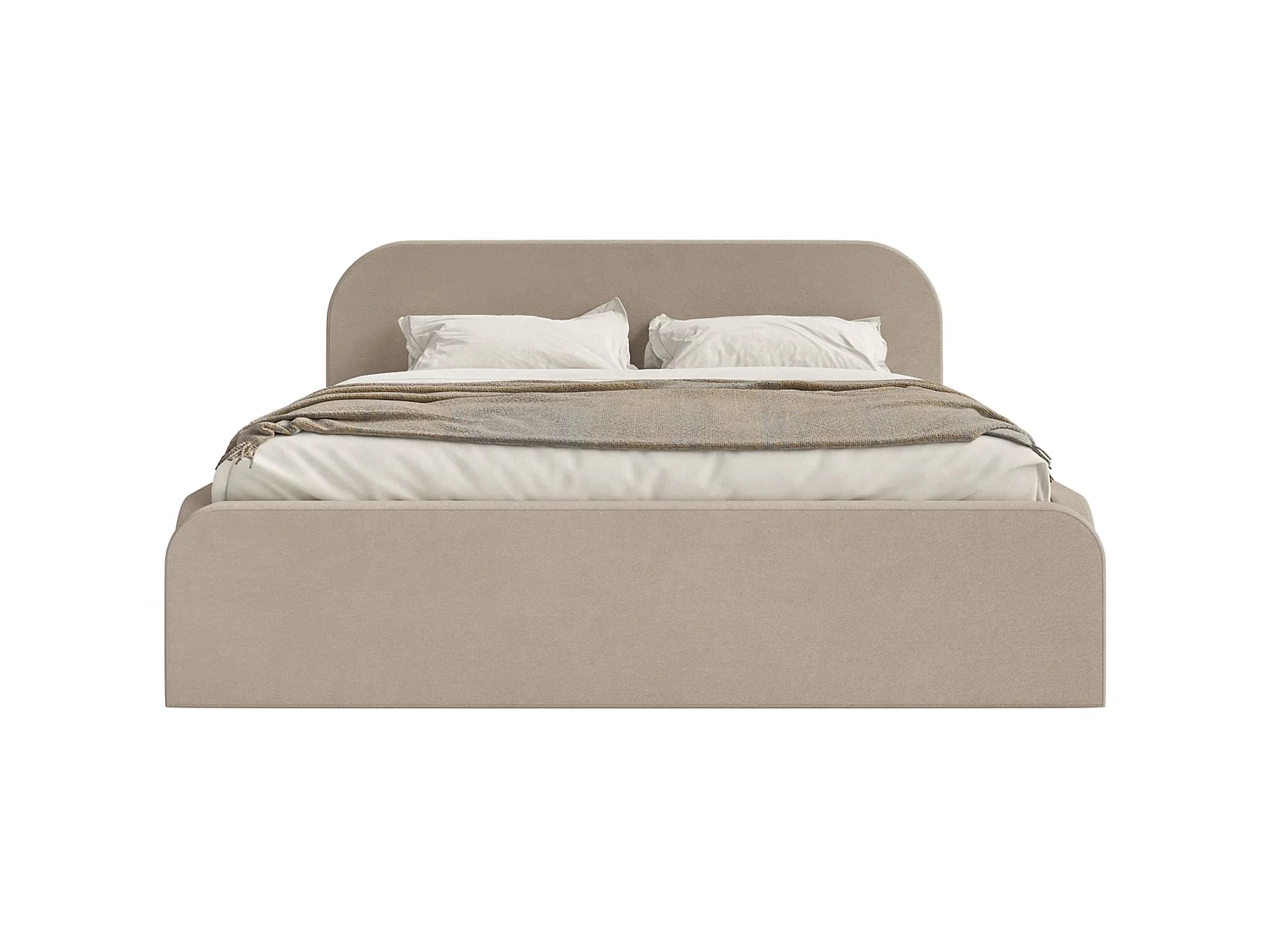 Lit tapissé – 140x200 cm – en velours beige – UMIKE