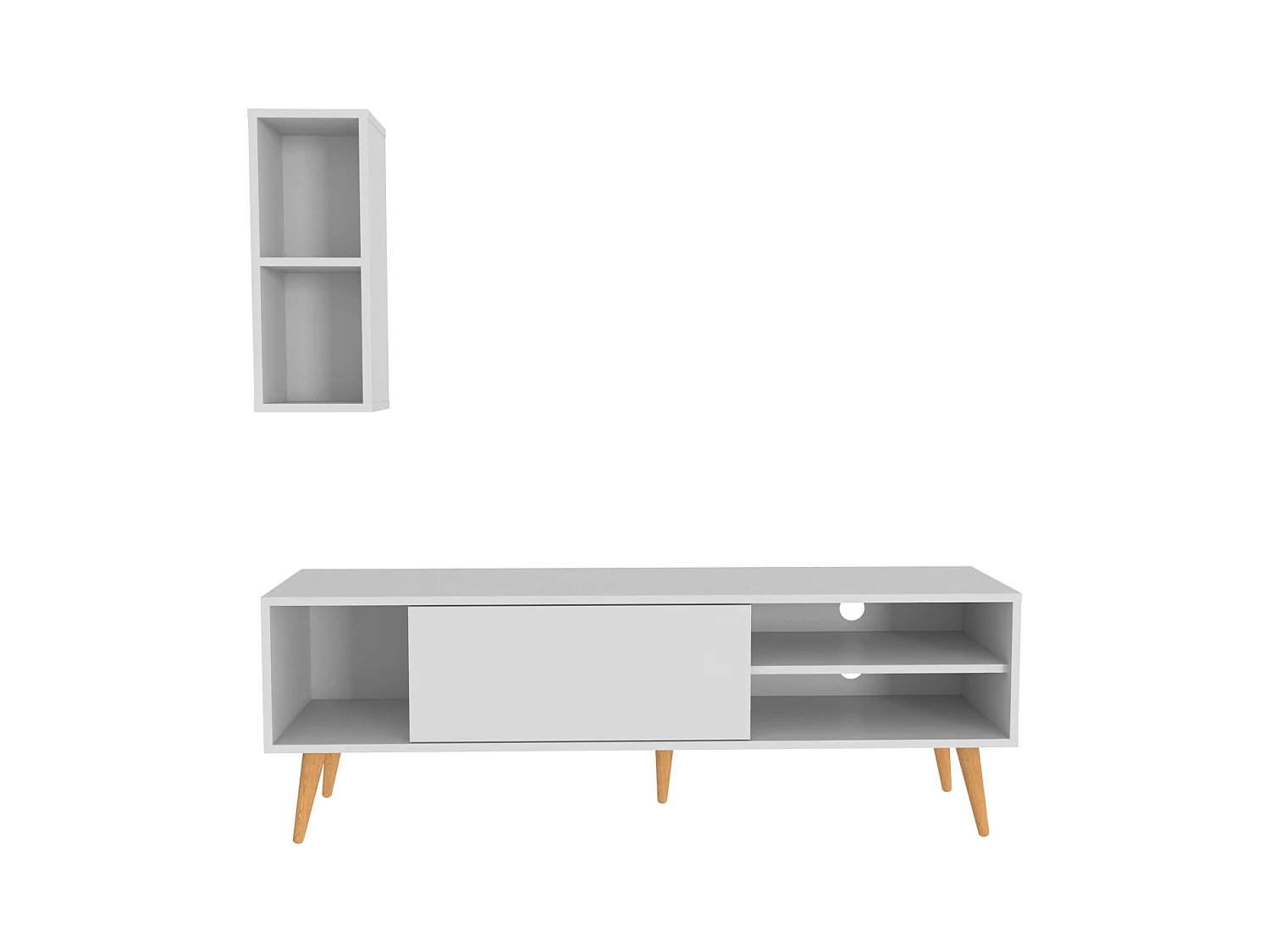 Rans Meuble TV | Banc TV | Rangement | Etagère Murale Incluse (Blanc)