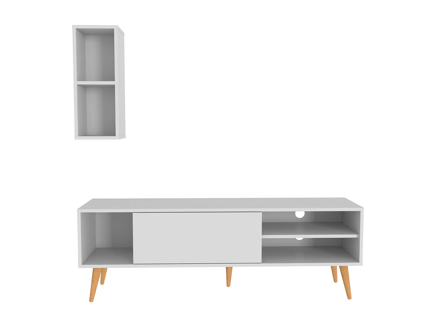 Rans Meuble TV | Banc TV | Rangement | Etagère Murale Incluse (Blanc)