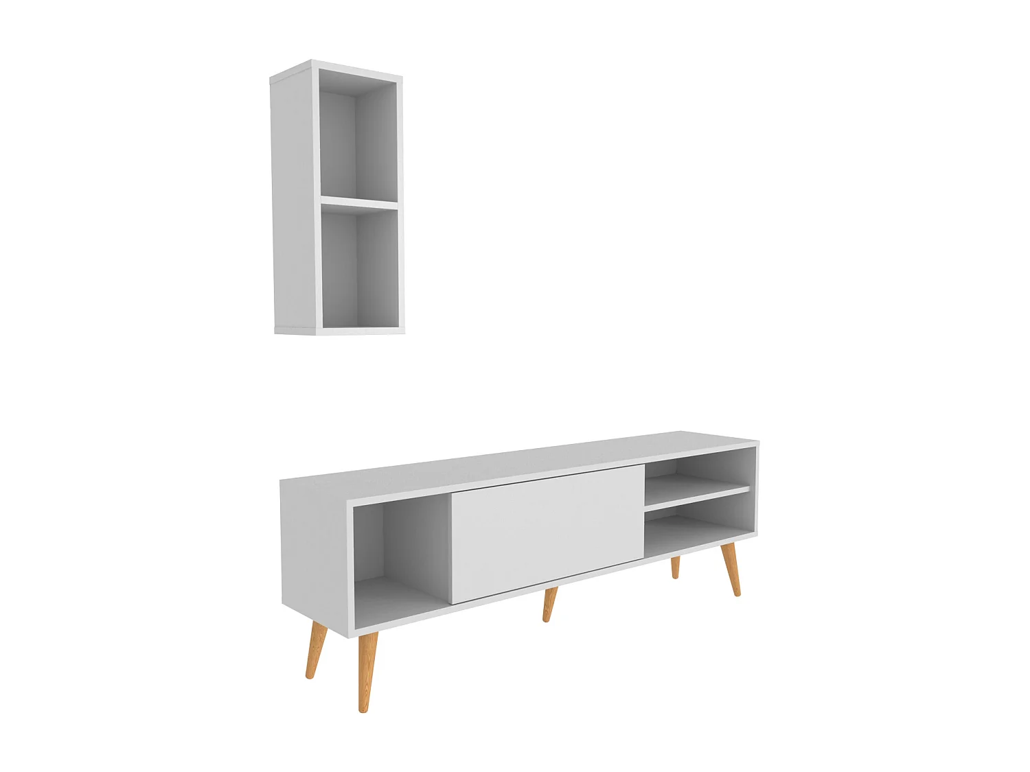 Rans Meuble TV | Banc TV | Rangement | Etagère Murale Incluse (Blanc)
