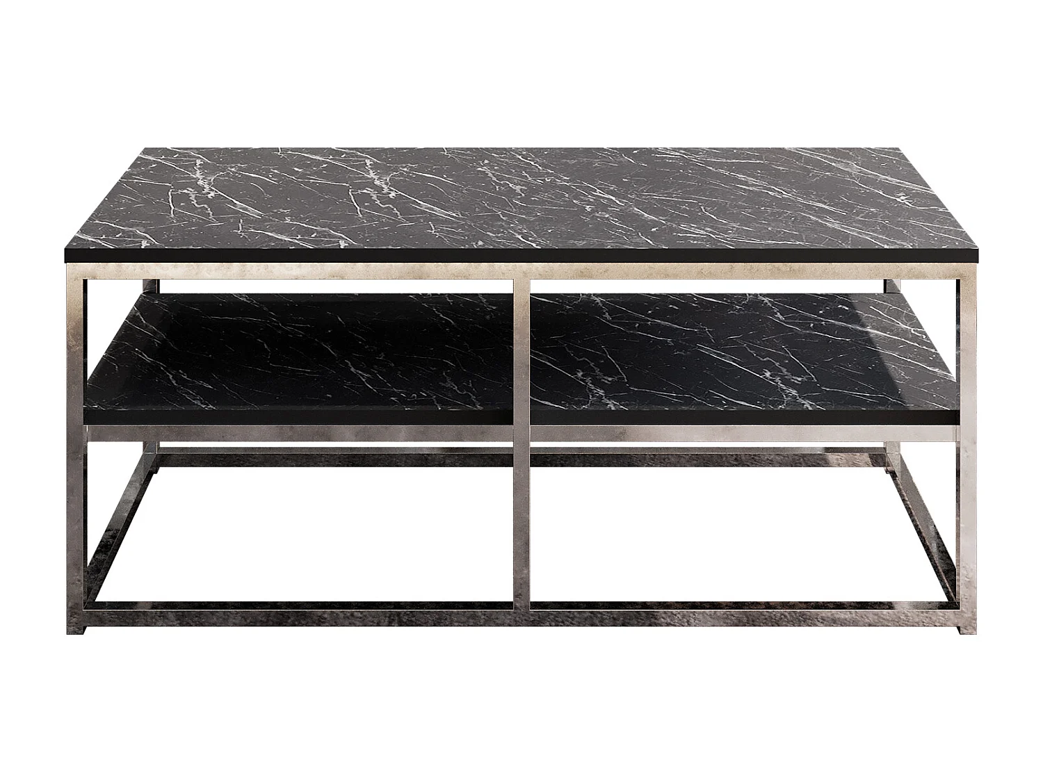 Table basse Forteus 110 cm luxe et chic cadre en métal (Bendire et Chrome)