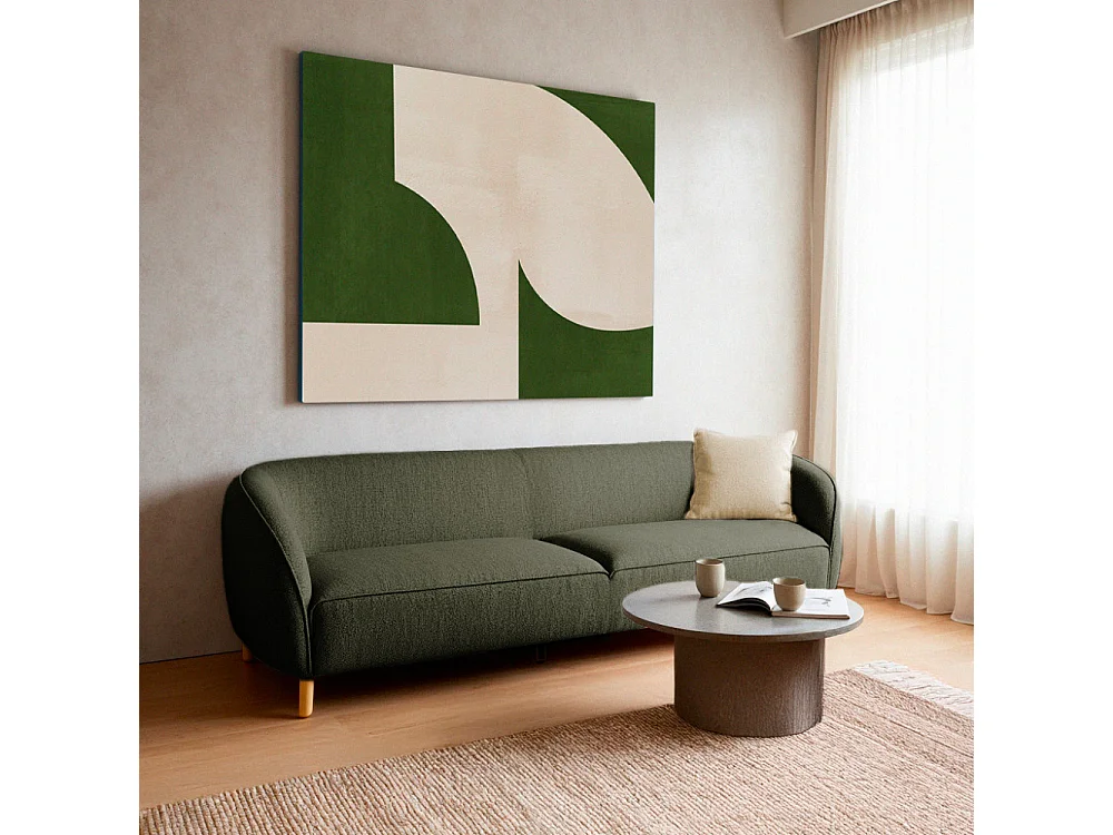 Sinclair - Canapé 3 places en tissu bouclette - Vert