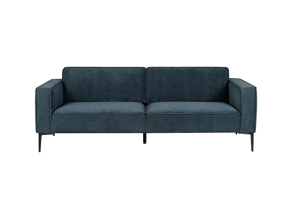 Montebello - Canapé droit 3 places en tissu et pieds en métal - Bleu foncé