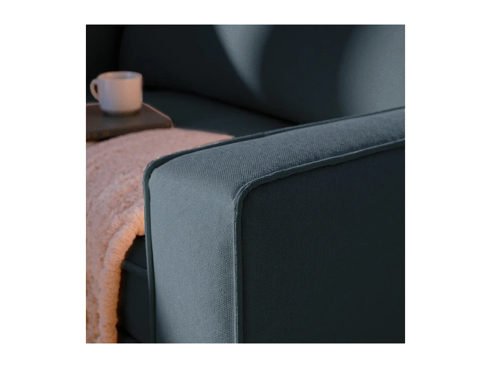 Montebello - Canapé droit 3 places en tissu et pieds en métal - Bleu foncé