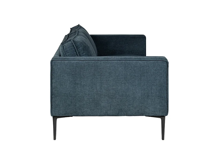 Montebello - Canapé droit 3 places en tissu et pieds en métal - Bleu foncé