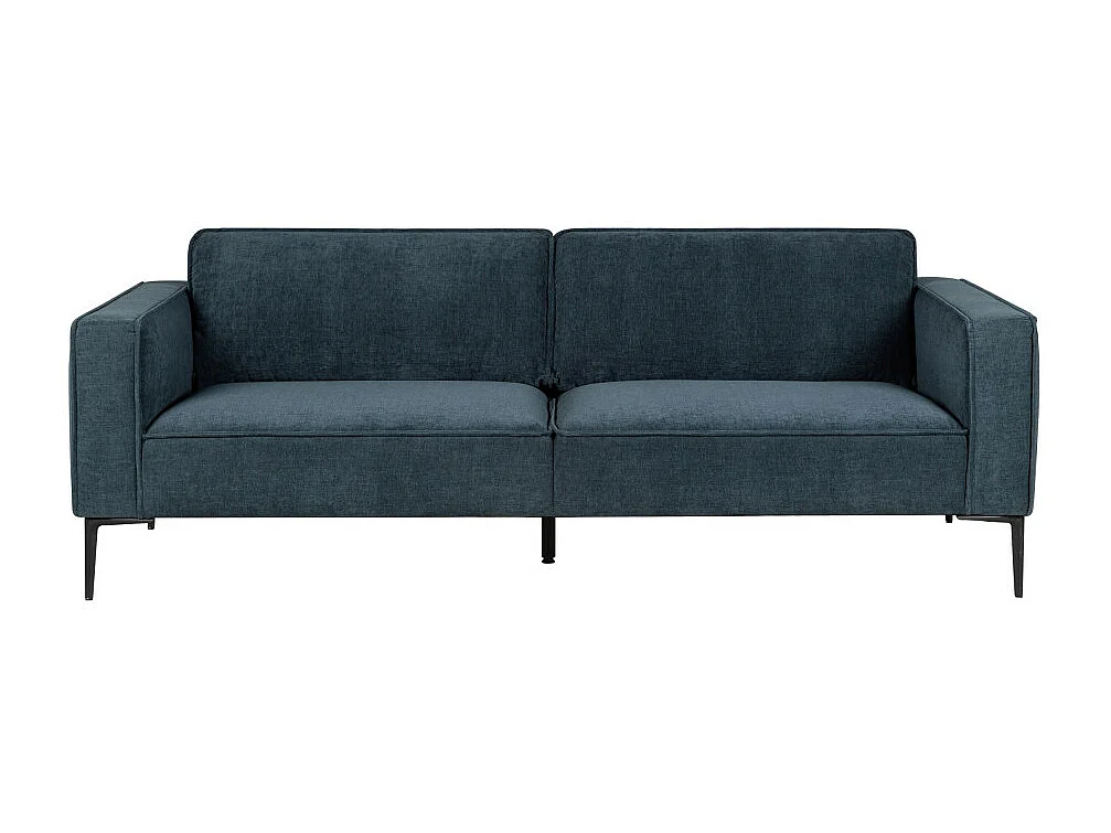 Montebello - Canapé droit 3 places en tissu et pieds en métal - Bleu foncé