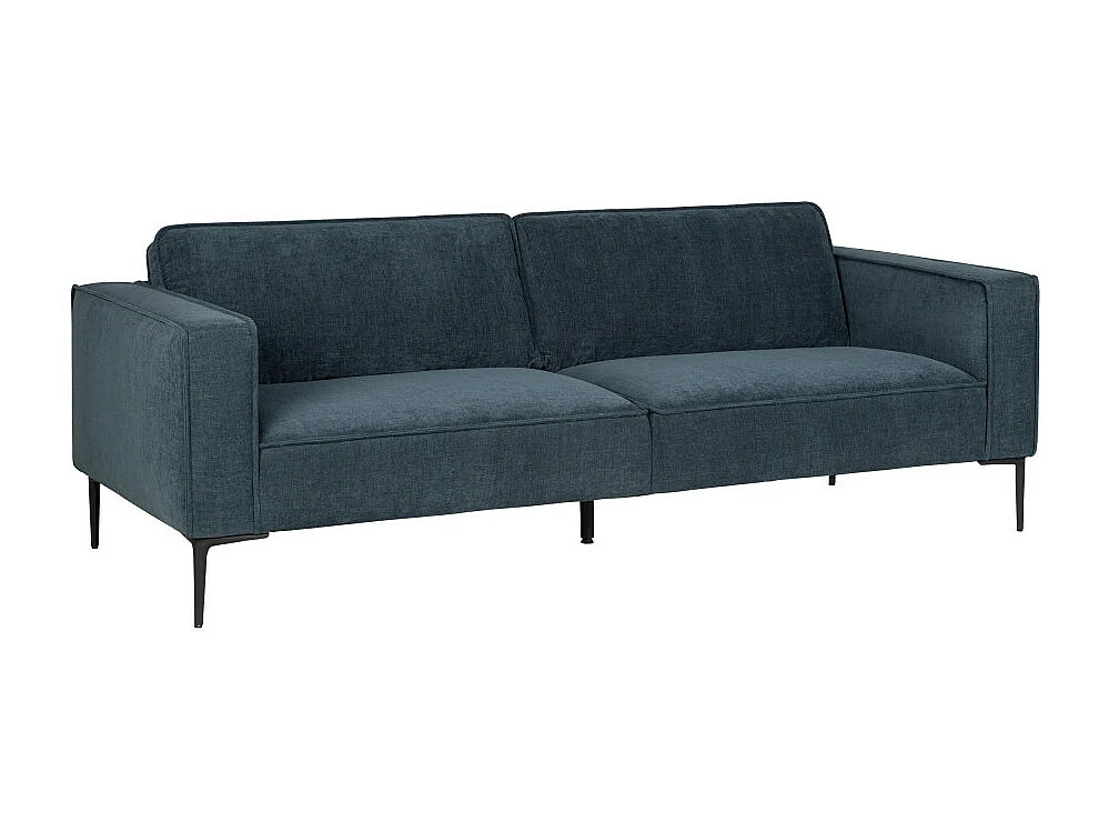 Montebello - Canapé droit 3 places en tissu et pieds en métal - Bleu foncé