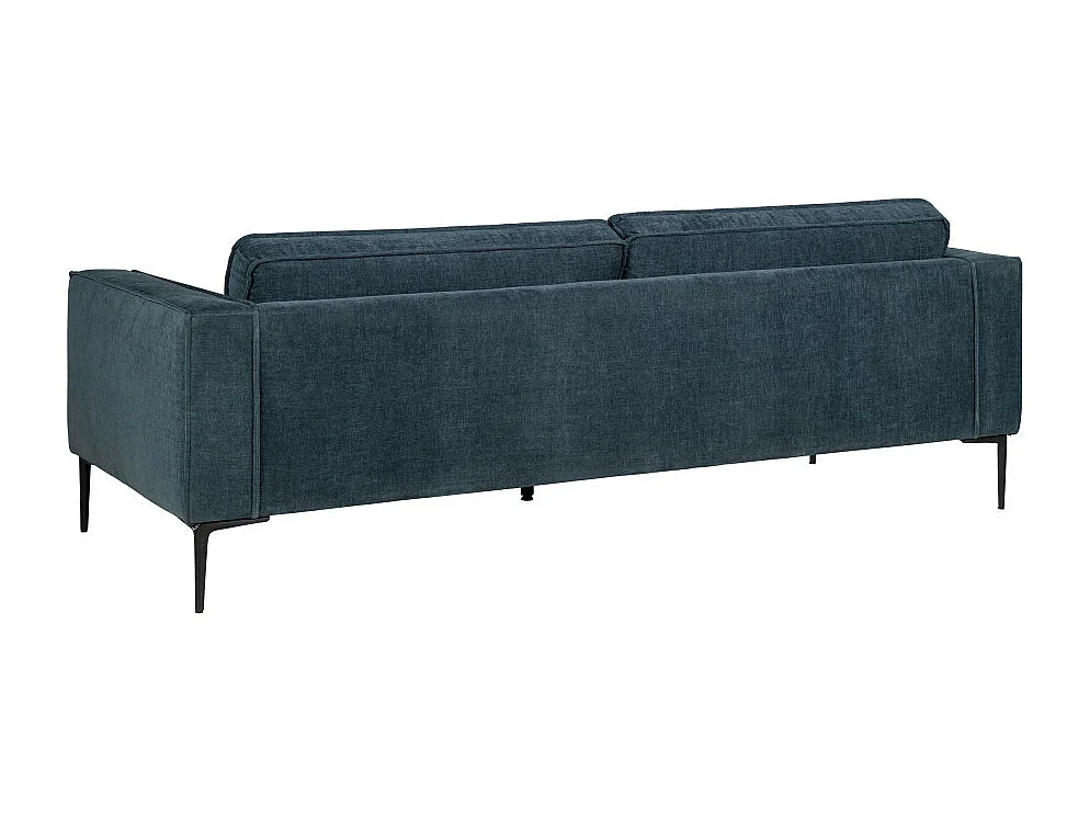 Montebello - Canapé droit 3 places en tissu et pieds en métal - Bleu foncé