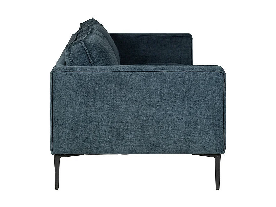 Montebello - Canapé droit 3 places en tissu et pieds en métal - Bleu foncé