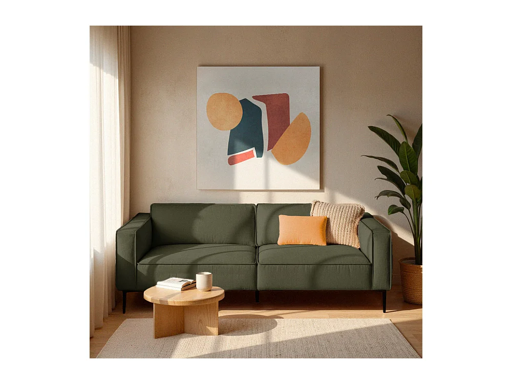 Montebello - Canapé droit 3 places en tissu et pieds en métal - Vert