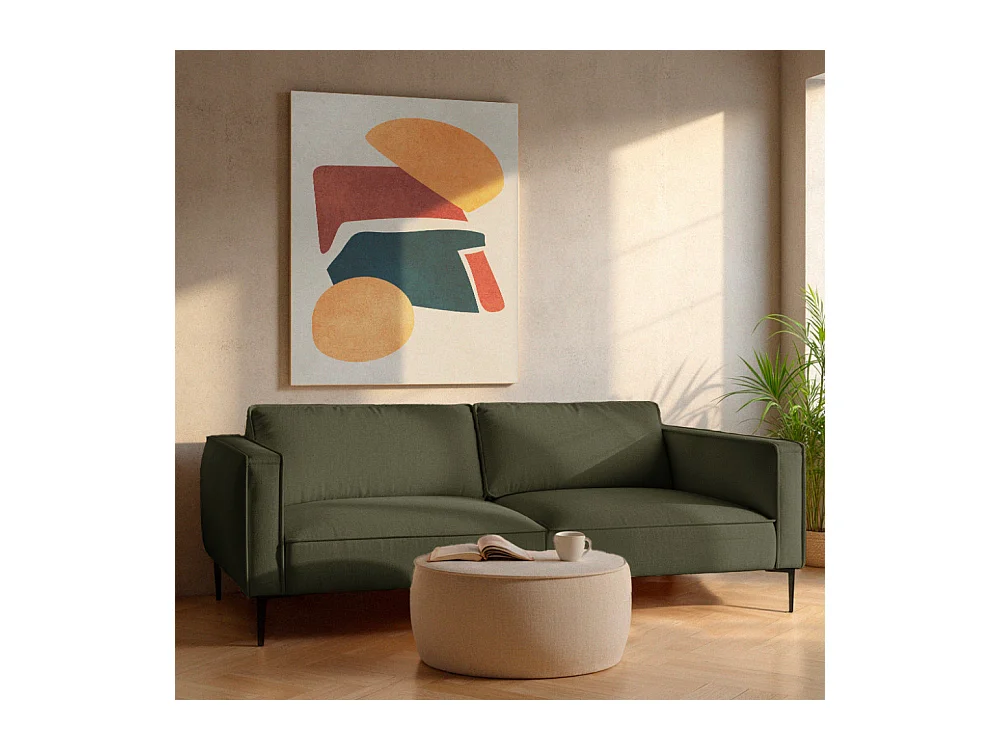 Montebello - Canapé droit 3 places en tissu et pieds en métal - Vert