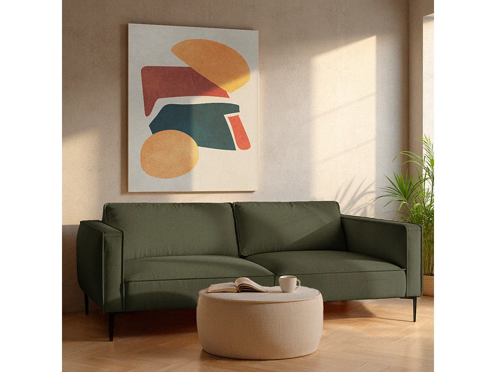 Montebello - Canapé droit 3 places en tissu et pieds en métal - Vert