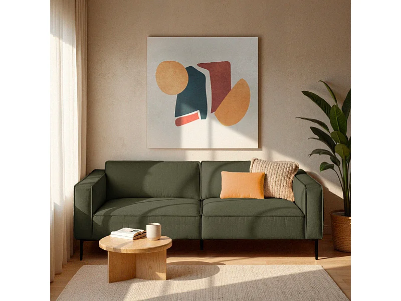 Montebello - Canapé droit 3 places en tissu et pieds en métal - Vert